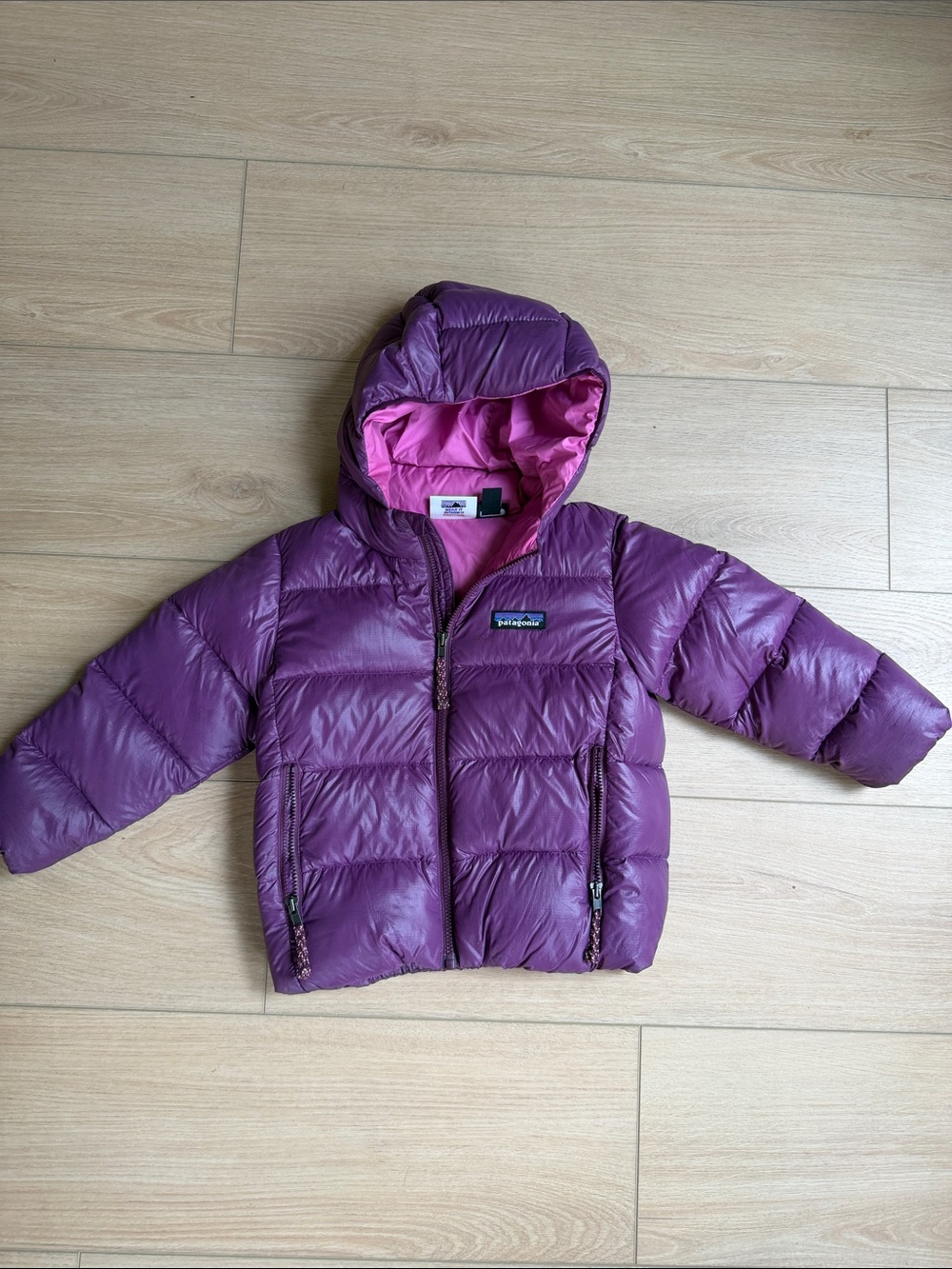 Patagonia Kids Purple Puffer Jacket with Pink Lining 2T
